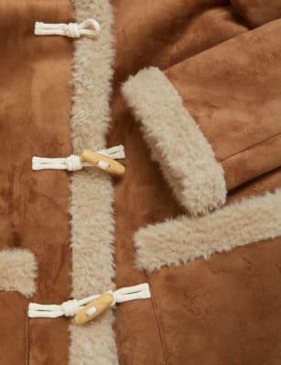 

Womens Per Una Faux Shearling Textured Longline Coat - Natural Mix, Natural Mix