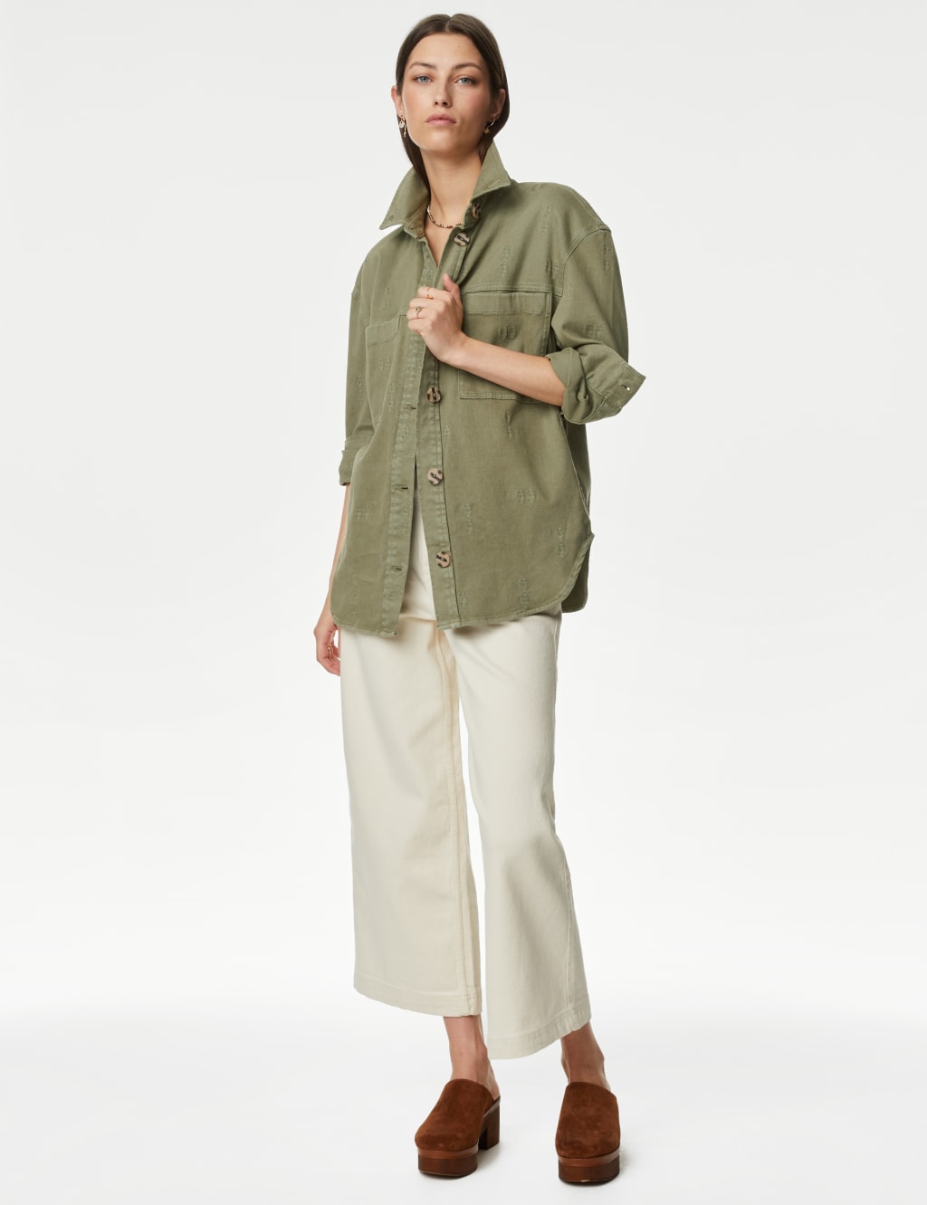 Cotton Rich Embroidered Shacket image 1