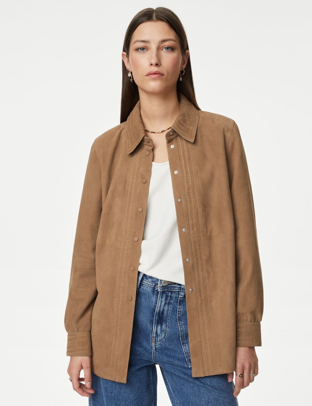 Suede Collared Overshirt image 1