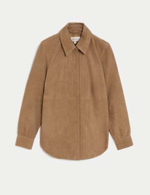 Suede Collared Overshirt