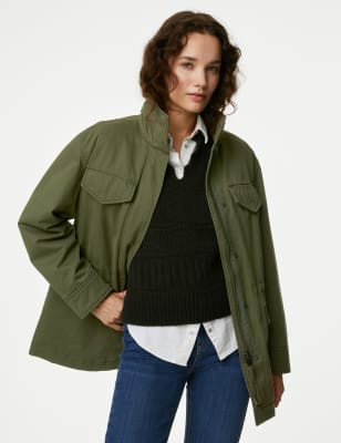 Pure Cotton High Neck Utility Jacket - MX