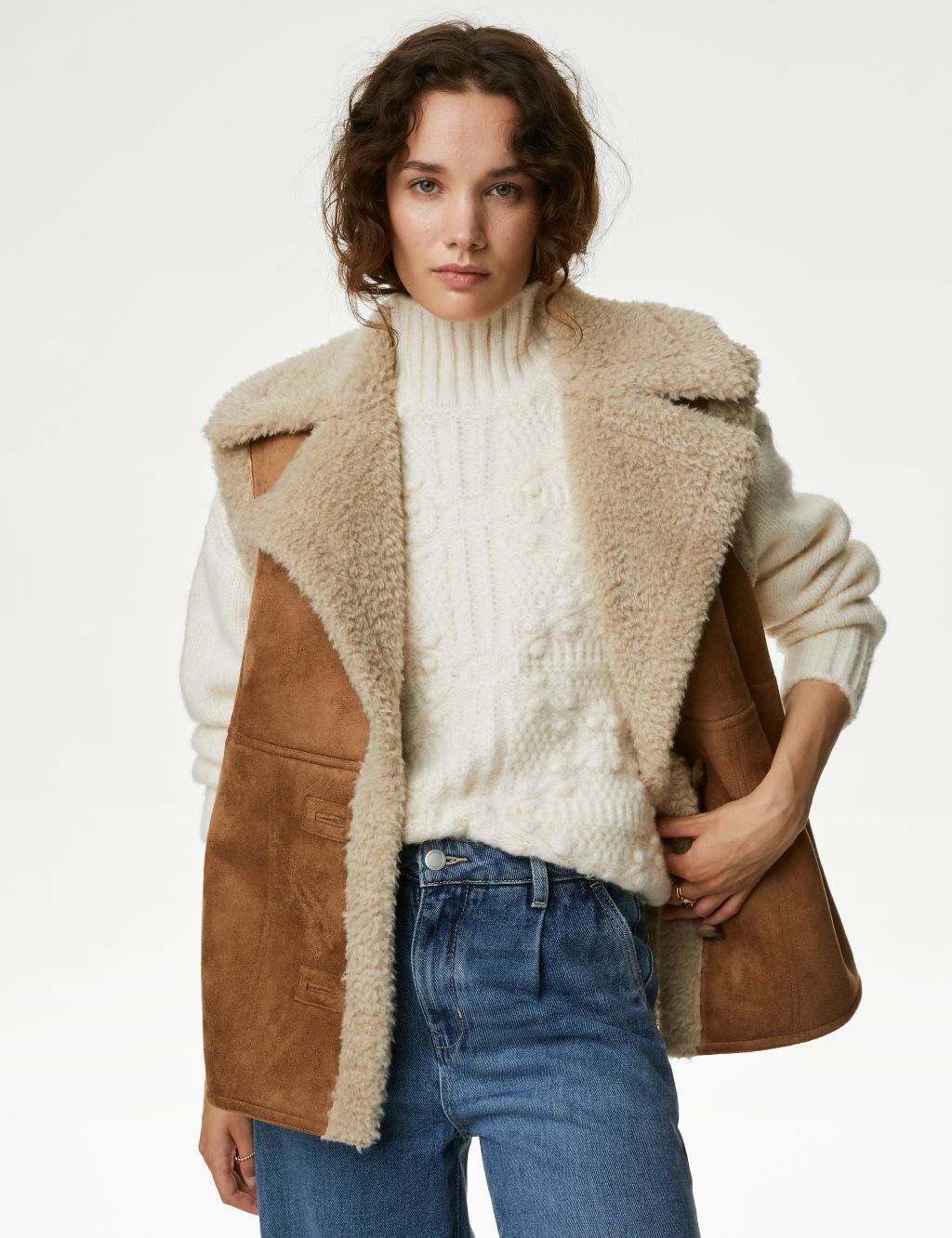 Faux Shearling Collared Gilet image 4