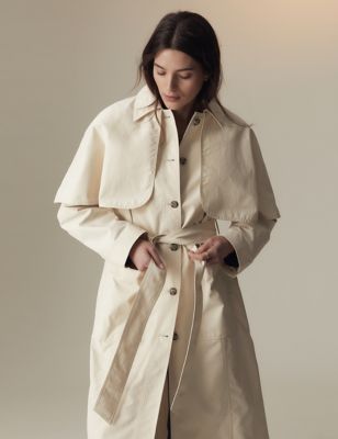 Per Una Womens Cotton Rich Stormwear Trench Coat - 6 - Ecru, Ecru