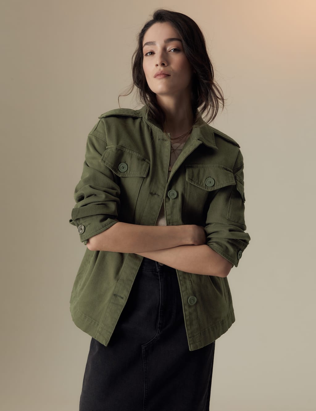 WOMEN'S MILITARY JACKET ARMY GREEN SCARS