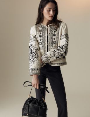 Pure Cotton Embroidered Short Jacket - LV