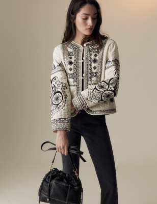 Pure Cotton Embroidered Short Jacket - MX