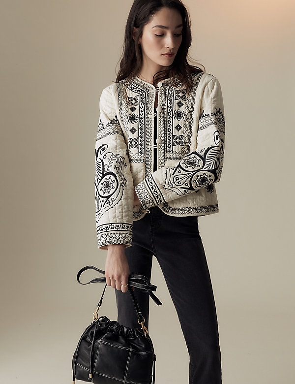 Pure Cotton Embroidered Short Jacket - SE