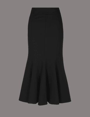 Fluted Hem Ponte Pencil Midi Skirt | Autograph | M&S