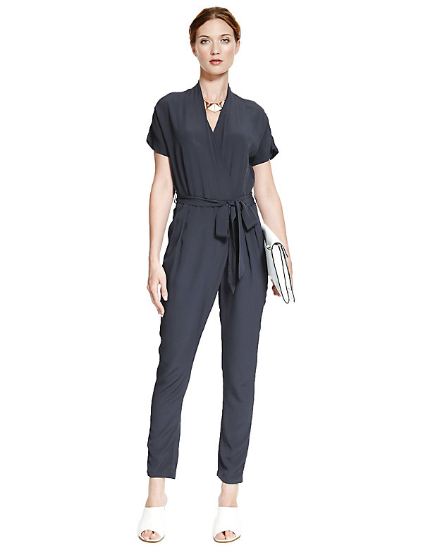 Crossover Tie Detail Jumpsuit - AT
