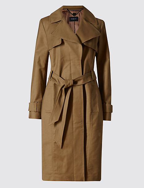 Cotton Rich Belted Trench Coat with Stormwear™ | Autograph | M&S