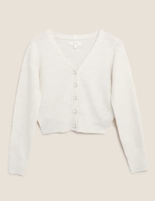 v neck cropped cardigan