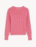 Pointelle Fitted Jumper with Wool