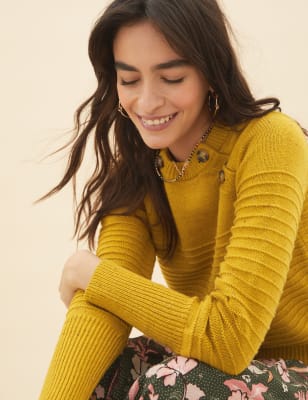 

Per Una Jersey con detalle de botonadura texturizado con lanaWomens - Ochre, Ochre