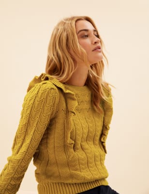 

Womens Per Una Crew Neck Frill Detail Jumper - Ochre, Ochre