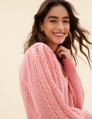 

Womens Per Una Textured Blouson Sleeve Jumper with Wool - Pink, Pink