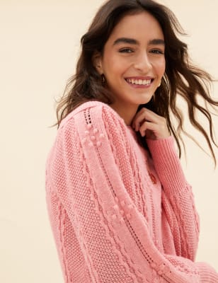 

Womens Per Una Textured Blouson Sleeve Jumper with Wool - Pink, Pink