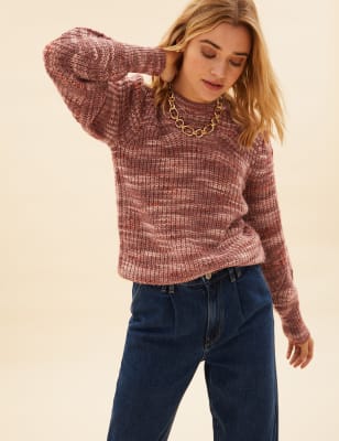 

Womens Per Una Space Dyed Blouson Sleeve Jumper with Wool - Red Mix, Red Mix