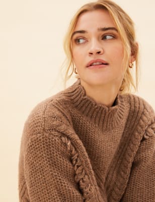 

Womens Per Una Cable Knit Funnel Neck Jumper - Camel, Camel