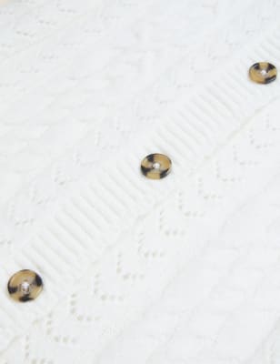 

Per Una Camiseta de punto con borde festoneado y detalle de botonaduraWomens - Light Cream, Light Cream