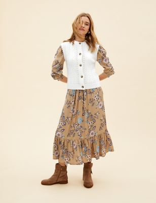 M&S Per Una Womens Button Detail Scallop Edge Knitted Vest