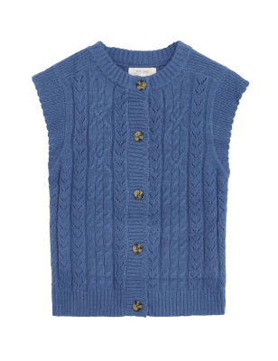 

Womens Per Una Button Detail Scallop Edge Knitted Vest - Prussian, Prussian