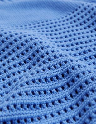 M&S Per Una Womens Pure Cotton Crochet Knitted Top