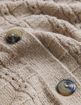 

Womens Per Una Pointelle-Strickjacke mit hohem Baumwollanteil und V-Ausschnitt - Cream, Cream