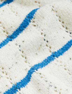 

Per Una Jersey de escote en pico de rayas de algodónWomens - Blue Mix, Blue Mix
