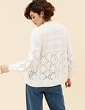 Cotton Rich Pointelle Relaxed Cardigan