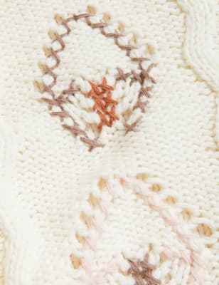 

Womens Per Una Cotton Rich Embroidered Collared Cardigan - Light Cream, Light Cream