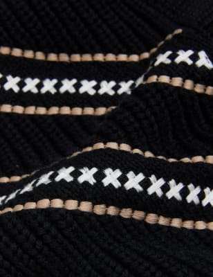 

Womens Per Una Strickjacke aus reiner Baumwolle mit Stickerei und V-Ausschnitt - Black Mix, Black Mix