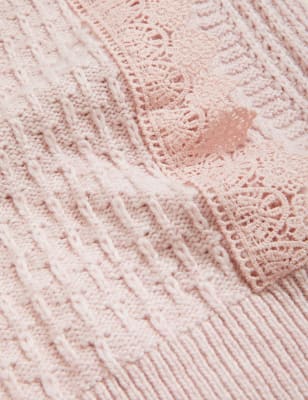 

Womens Per Una Cotton Rich Crew Neck Lace Detail Jumper - Pink Shell, Pink Shell