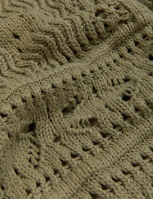 

Womens Per Una Pure Cotton Crochet Crew Neck Jumper - Faded Khaki, Faded Khaki