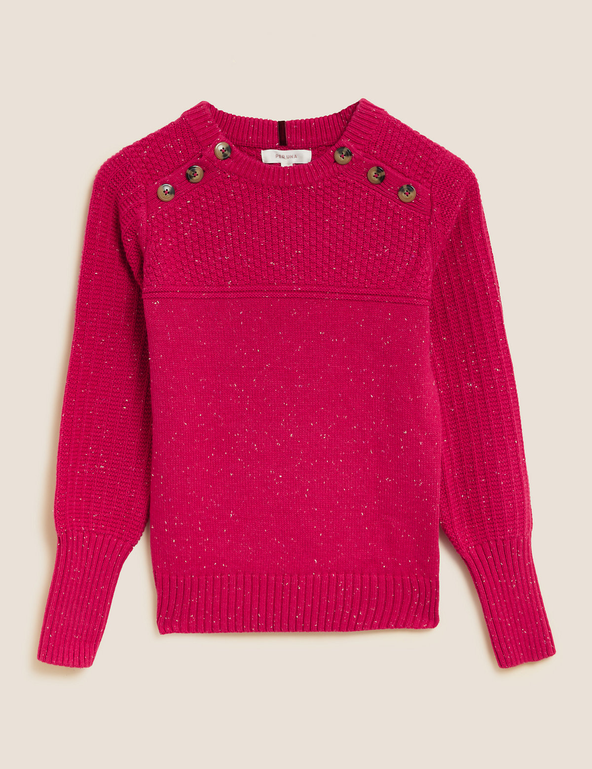 Cotton Rich Textured Jumper With Wool