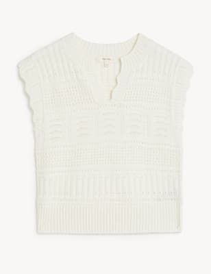 Notch Neck Knitted Vest with Wool | M&S SA