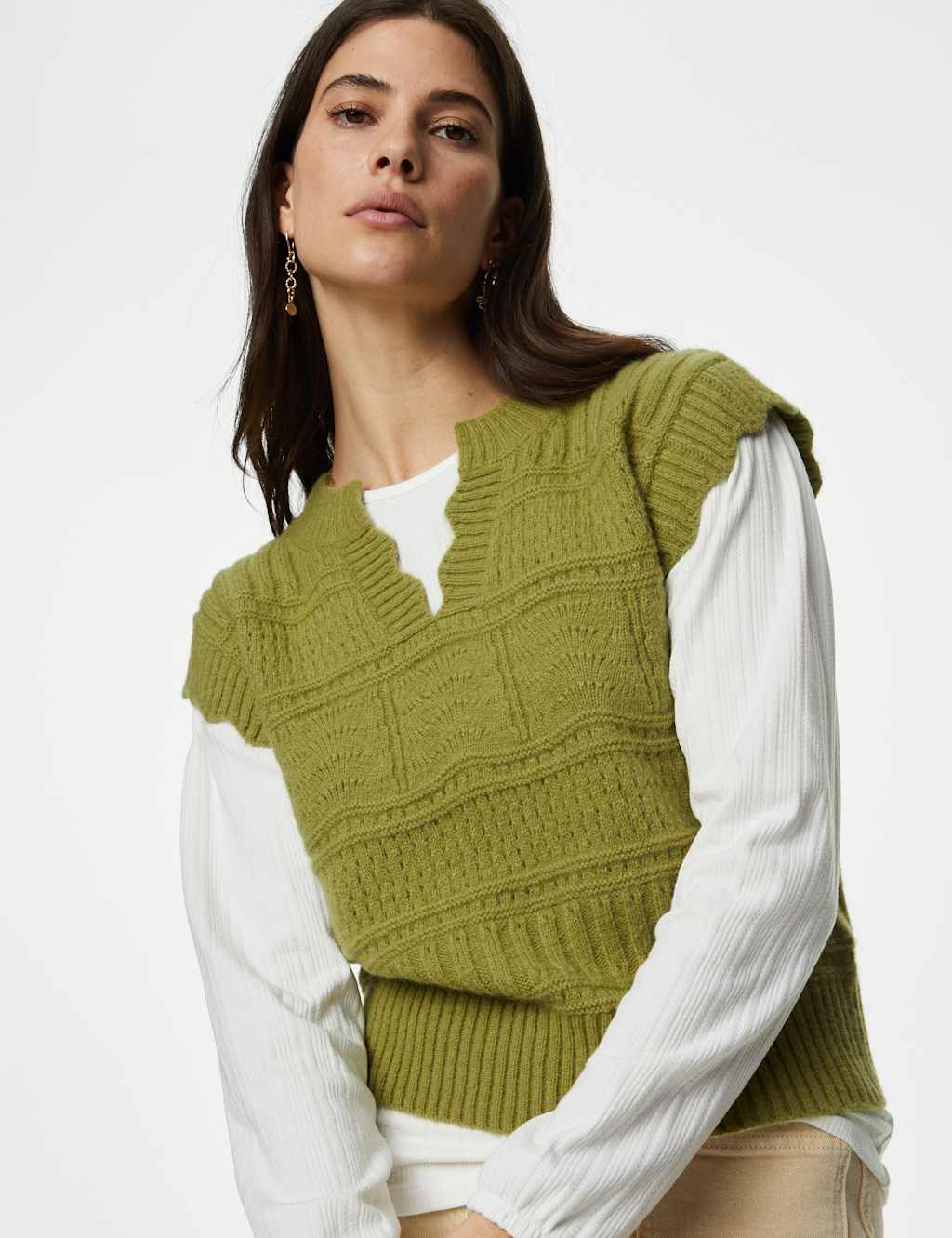 Notch Neck Knitted Vest with Wool image 4