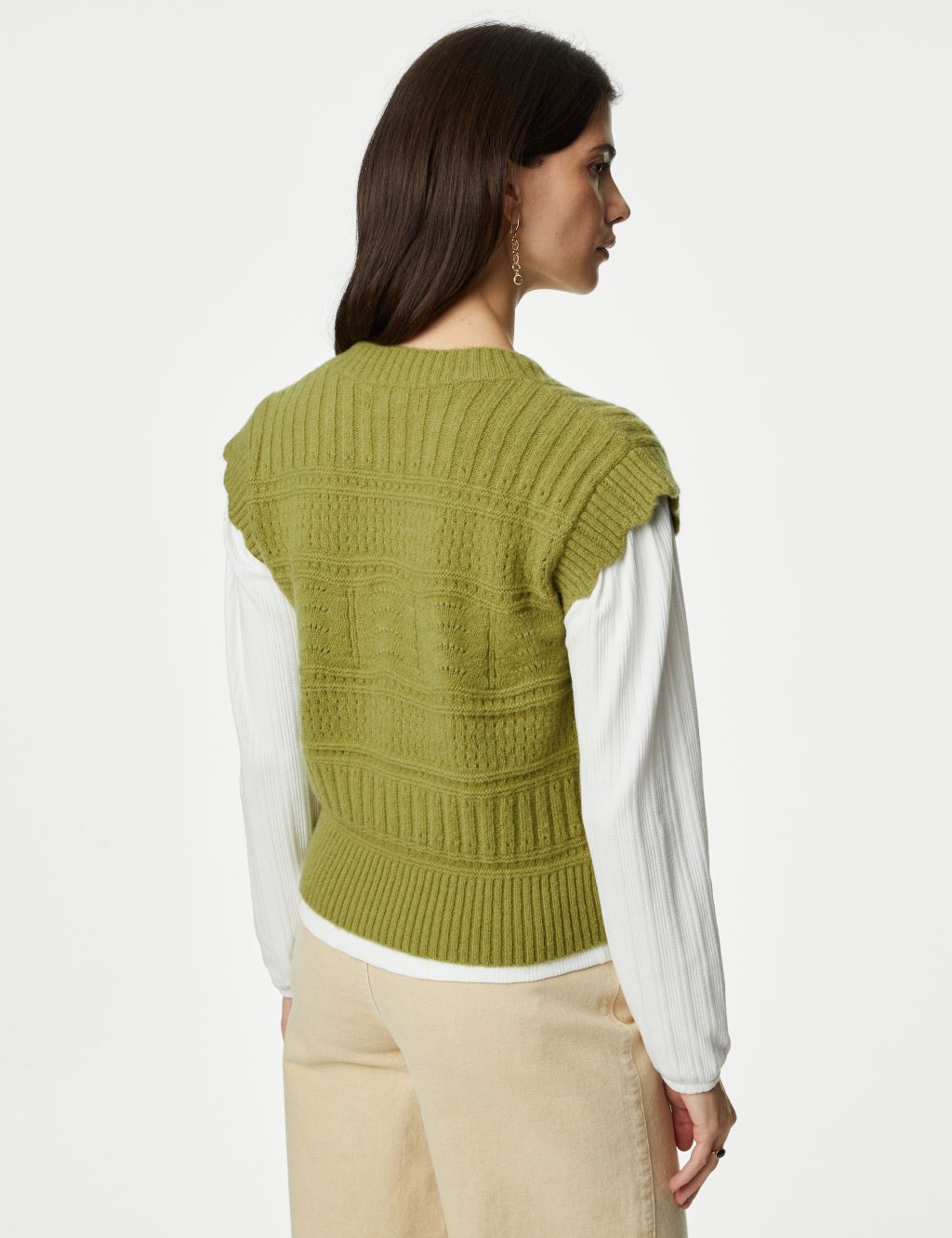 Notch Neck Knitted Vest with Wool image 5