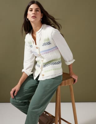 

Per Una Chaleco de punto abotonado estampadoWomens - Ivory Mix, Ivory Mix