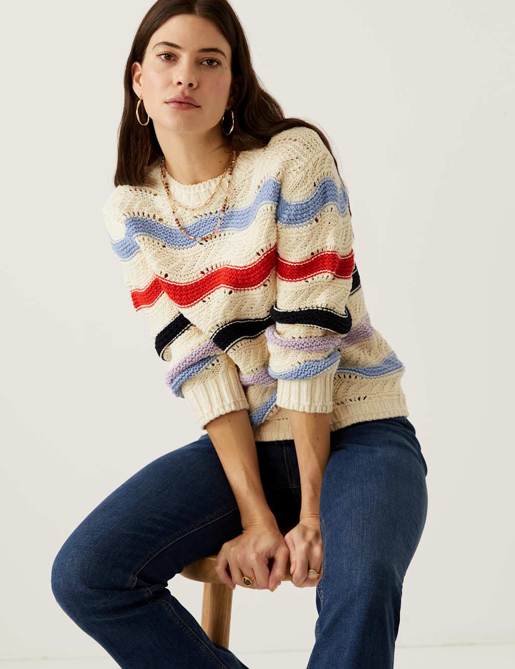 Pure Cotton Striped Round Neck Jumper image 5