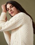 Cable Knit Puff Sleeve Jumper with Wool