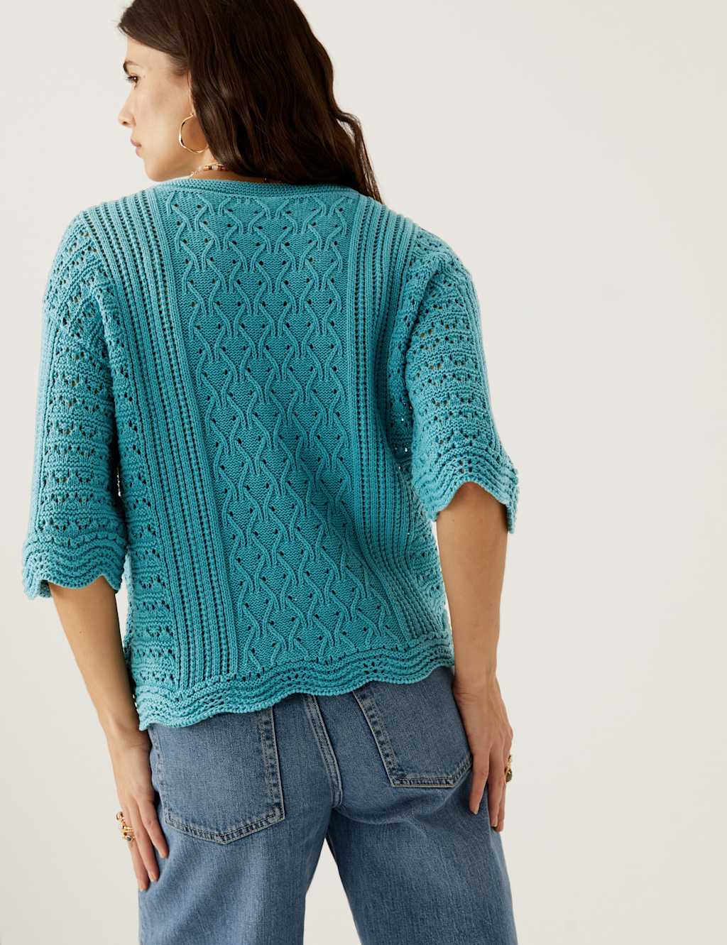Pure Cotton Pointelle Knitted Top image 5