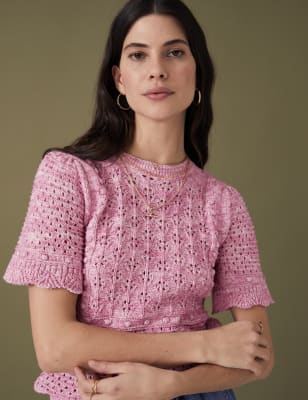 

Per Una Top de punto 100% algodón de espacio teñidoWomens - Pink Mix, Pink Mix
