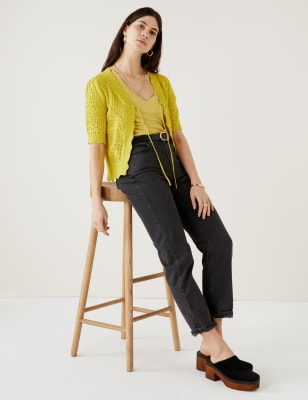 

Womens Per Una Pure Cotton Knitted V-Neck Cardigan - Citrus, Citrus