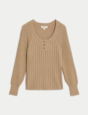 Cotton Rich Scoop Neck Knitted Top