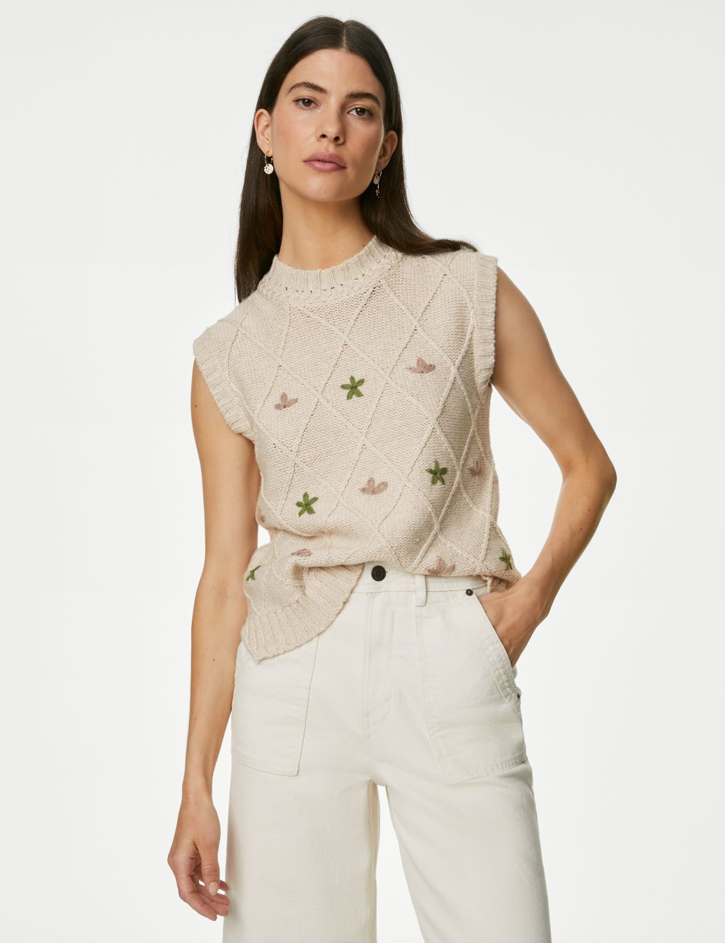 Cotton Blend Embroidered Knitted Vest image 3