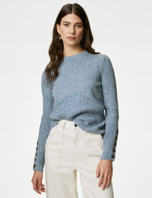 

Womens Per Una Pullover mit hohem Baumwollanteil und Wolle - Blue Mix, Blue Mix