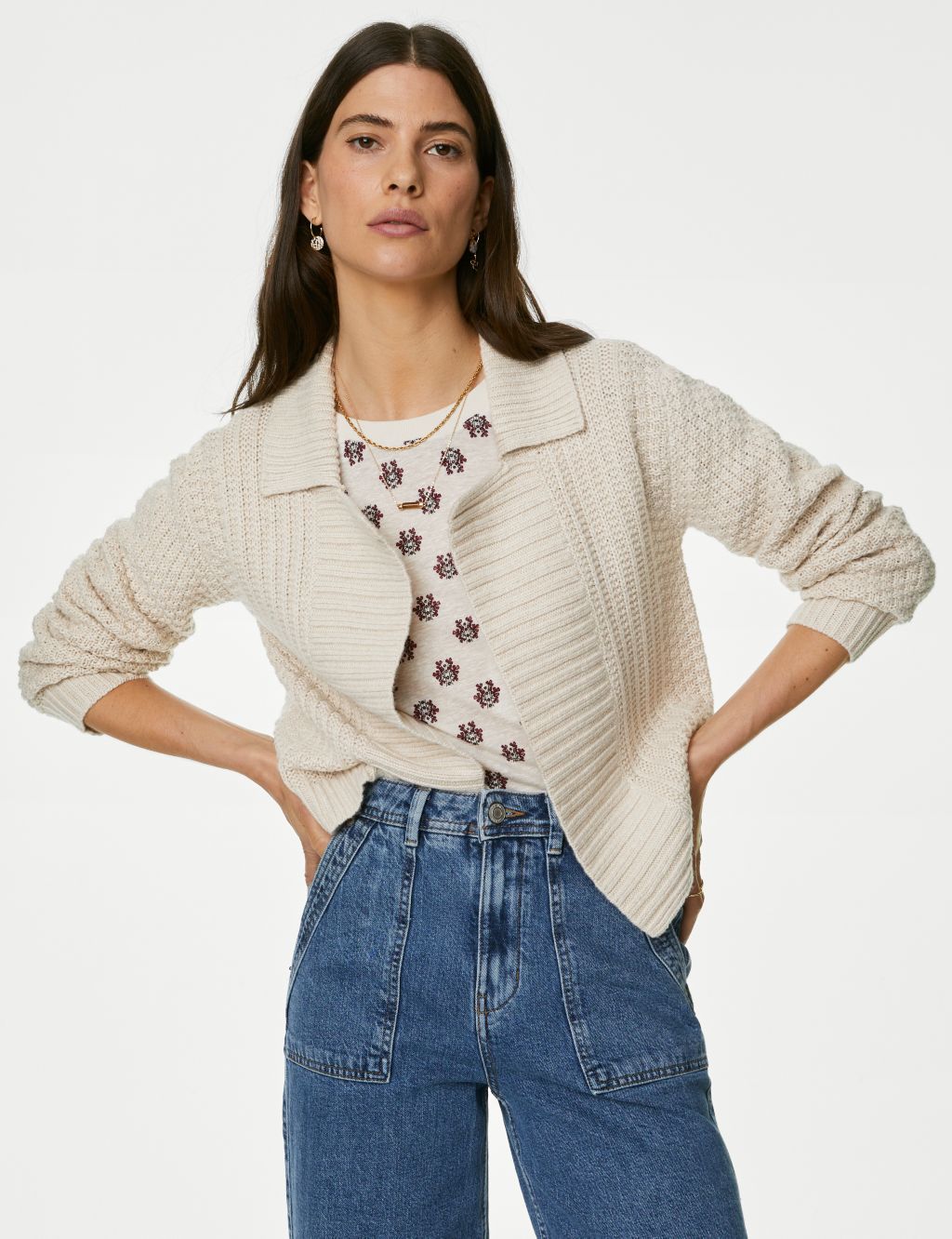 Knitted Collared Cardigan With Wool image 3