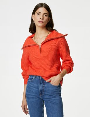 Cotton Rich Ribbed Jumper with Wool