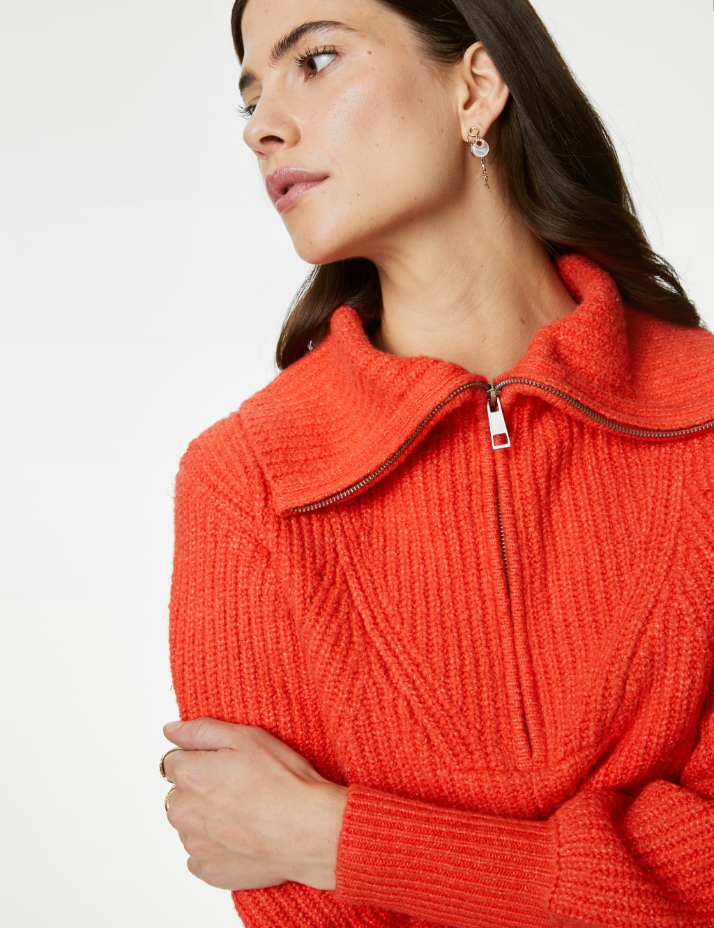 Vintage Orange Chenille 1/4-zip Jumper M main image 1
