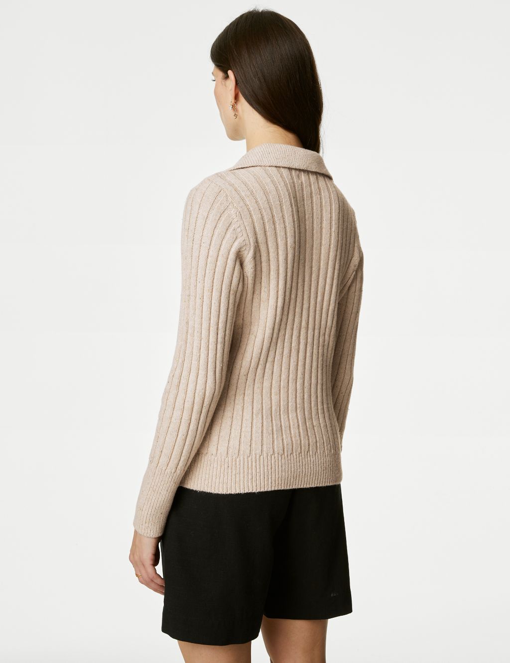 Cotton Rich Ribbed Collared Jumper image 5
